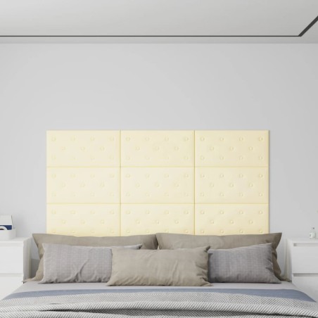 Wandpaneele 12 Stk. Creme 60x30 cm Kunstleder 2,16 m²