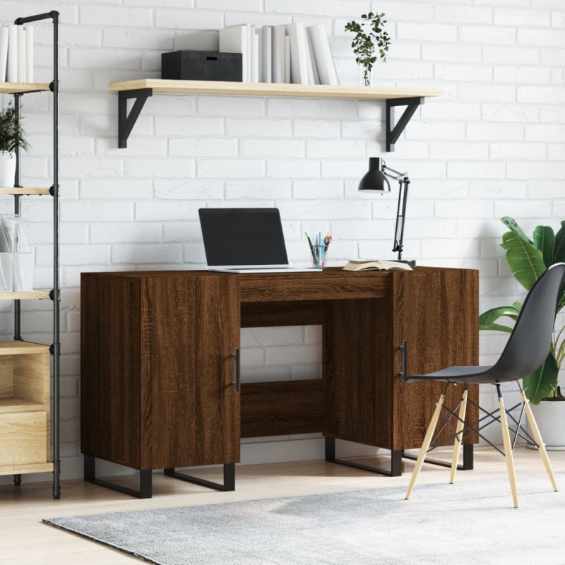 vidaXL Schreibtisch Braun Eichen-Optik 140x50x75 cm Holzwerkstoff vidaXL Schreibtisch Braun Eichen-Optik 140x50x75 cm Holzwerkstoff