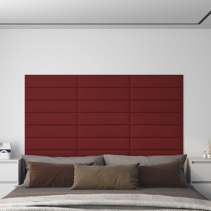 Wandpaneele 12 Stk. Weinrot 60x15 cm Stoff 1,08 m² Wandpaneele 12 Stk. Weinrot 60x15 cm Stoff 1,08 m²