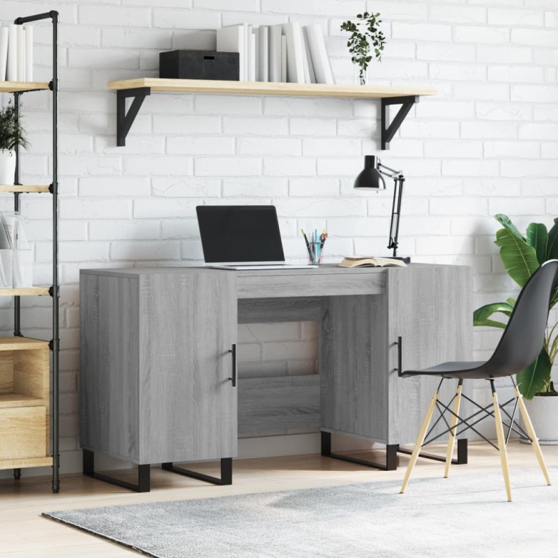 vidaXL Schreibtisch Grau Sonoma 140x50x75 cm Holzwerkstoff vidaXL Schreibtisch Grau Sonoma 140x50x75 cm Holzwerkstoff