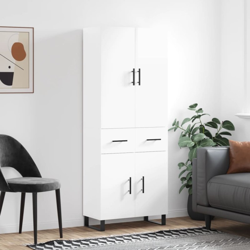 vidaXL Highboard Hochglanz-Weiß 69,5x34x180 cm Holzwerkstoff vidaXL Highboard Hochglanz-Weiß 69,5x34x180 cm Holzwerkstoff
