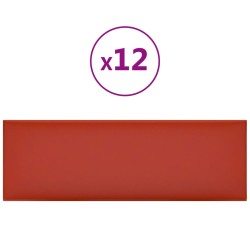 Wandpaneele 12 Stk. Rot 90x30 cm Kunstleder 3,24 m²