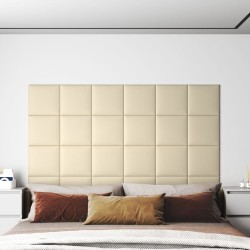 Wandpaneele 12 Stk. Creme 30x30 cm Kunstleder 1,08 m²