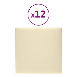 Wandpaneele 12 Stk. Creme 30x30 cm Kunstleder 1,08 m²