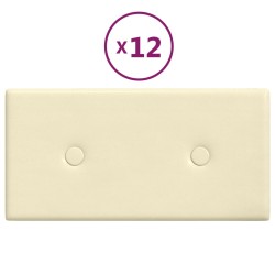 Wandpaneele 12 Stk. Creme 30x15 cm Kunstleder 0,54 m²