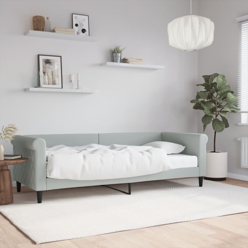 vidaXL Tagesbett mit Matratze Hellgrau 80x200 cm Samt vidaXL Tagesbett mit Matratze Hellgrau 80x200 cm Samt