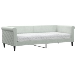 vidaXL Tagesbett mit Matratze Hellgrau 80x200 cm Samt