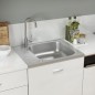 vidaXL Spüle mit Abtropffläche Set Silbern 500x600x155 mm Edelstahl vidaXL Spüle mit Abtropffläche Set Silbern 500x600x155 mm Edelstahl
