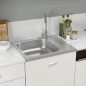 vidaXL Spüle mit Abtropffläche Set Silbern 500x600x155 mm Edelstahl vidaXL Spüle mit Abtropffläche Set Silbern 500x600x155 mm Edelstahl