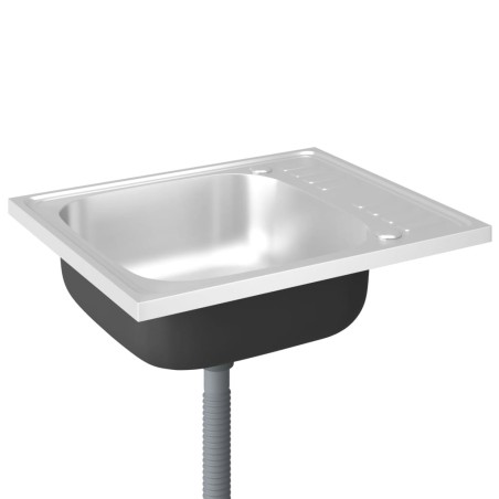 vidaXL Spüle mit Abtropffläche Set Silbern 500x600x155 mm Edelstahl