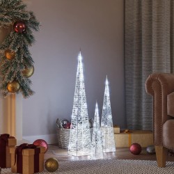 vidaXL LED-Leuchtkegel-Set Acryl Deko Kaltweiß 30/45/60 cm