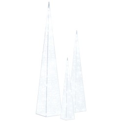 vidaXL LED-Leuchtkegel-Set Acryl Deko Kaltweiß 30/45/60 cm
