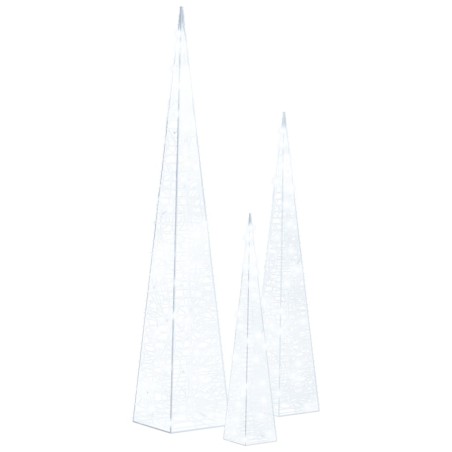 vidaXL LED-Leuchtkegel-Set Acryl Deko Kaltweiß 30/45/60 cm