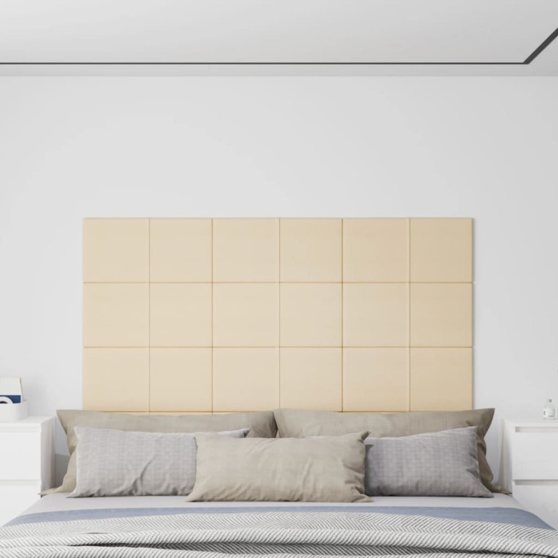 Wandpaneele 12 Stk. Creme 60x30 cm Stoff 2,16 m² Wandpaneele 12 Stk. Creme 60x30 cm Stoff 2,16 m²