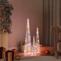 vidaXL LED-Leuchtkegel-Set Acryl Deko Mehrfarbig 30/45/60 cm