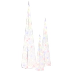 vidaXL LED-Leuchtkegel-Set Acryl Deko Mehrfarbig 30/45/60 cm