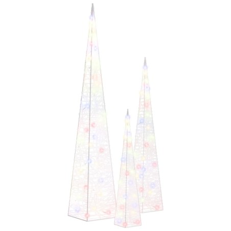vidaXL LED-Leuchtkegel-Set Acryl Deko Mehrfarbig 30/45/60 cm