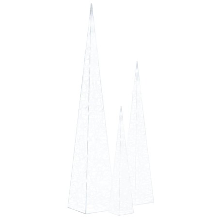 vidaXL LED-Leuchtkegel-Set Acryl Deko Kaltweiß 60/90/120 cm