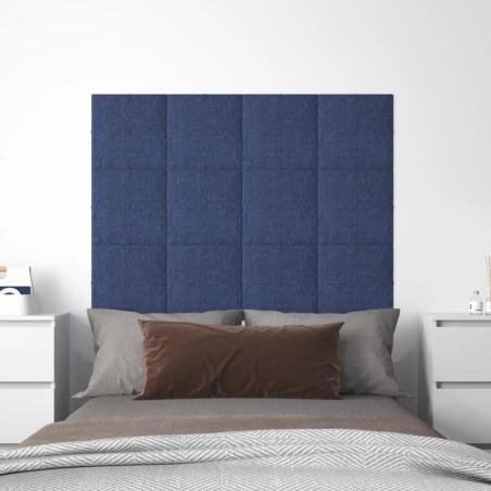 Wandpaneele 12 Stk. Blau 30x30 cm Stoff 1,08 m²