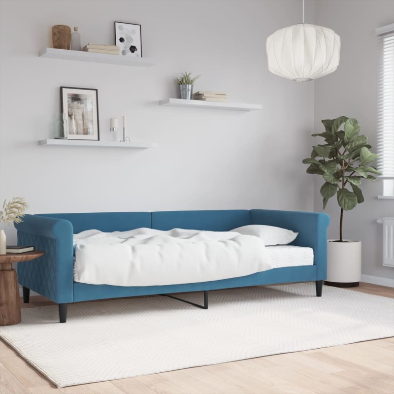 vidaXL Tagesbett mit Matratze Blau 90x200 cm Samt vidaXL Tagesbett mit Matratze Blau 90x200 cm Samt