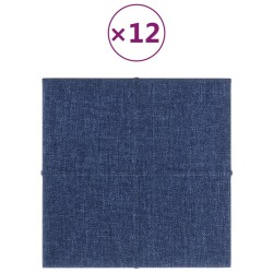 Wandpaneele 12 Stk. Blau 30x30 cm Stoff 1,08 m²