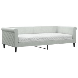 vidaXL Tagesbett mit Matratze Hellgrau 90x200 cm Samt