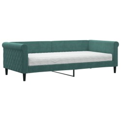 vidaXL Tagesbett mit Matratze Dunkelgrün 90x200 cm Samt