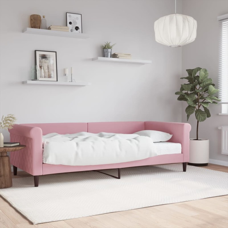 vidaXL Tagesbett mit Matratze Rosa 90x200 cm Samt vidaXL Tagesbett mit Matratze Rosa 90x200 cm Samt