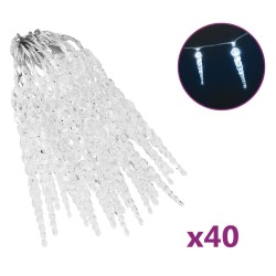 vidaXL Eiszapfen-Lichterkette 40-tlg. Kaltweiß Acryl Fernbedienung