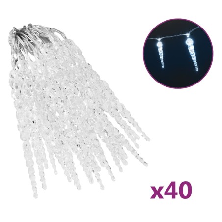 vidaXL Eiszapfen-Lichterkette 40-tlg. Kaltweiß Acryl Fernbedienung
