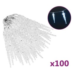vidaXL Eiszapfen-Lichterkette 100 Stk. Kaltweiß Acryl