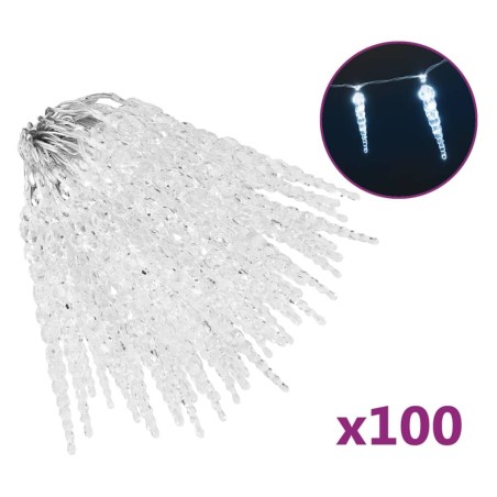 vidaXL Eiszapfen-Lichterkette 100 Stk. Kaltweiß Acryl