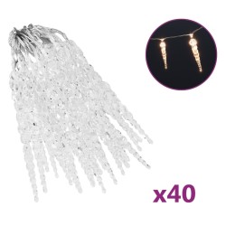 vidaXL Eiszapfen-Lichterkette 40-tlg. Warmweiß Acryl Fernbedienung