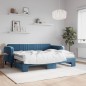 vidaXL Tagesbett Ausziehbar mit Matratzen Blau 80x200 cm Samt vidaXL Tagesbett Ausziehbar mit Matratzen Blau 80x200 cm Samt
