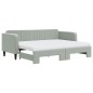 vidaXL Tagesbett Ausziehbar mit Matratzen Hellgrau 80x200 cm Samt vidaXL Tagesbett Ausziehbar mit Matratzen Hellgrau 80x200 cm Samt