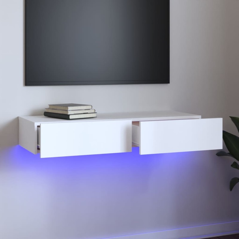 vidaXL TV-Schrank mit LED-Leuchten Weiß 90x35x15,5 cm vidaXL TV-Schrank mit LED-Leuchten Weiß 90x35x15,5 cm