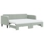 vidaXL Tagesbett Ausziehbar mit Matratzen Hellgrau 90x200 cm Samt vidaXL Tagesbett Ausziehbar mit Matratzen Hellgrau 90x200 cm Samt