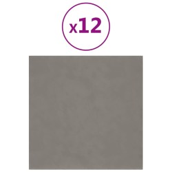 Wandpaneele 12 Stk. Hellgrau 30x30 cm Samt 1,08 m²