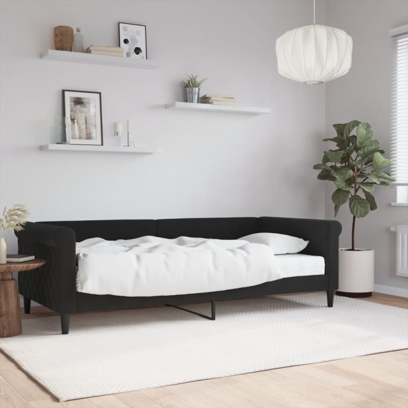 vidaXL Tagesbett mit Matratze Schwarz 90x200 cm Samt vidaXL Tagesbett mit Matratze Schwarz 90x200 cm Samt