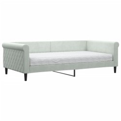 vidaXL Tagesbett mit Matratze Hellgrau 100x200 cm Samt