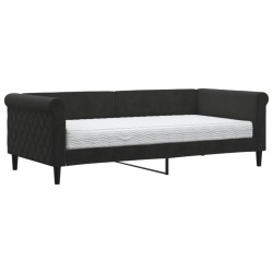 vidaXL Tagesbett mit Matratze Schwarz 90x190 cm Samt