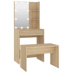 vidaXL Schminktisch-Set mit LED Sonoma-Eiche Holzwerkstoff
