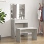 vidaXL Schminktisch-Set mit LED Betongrau Holzwerkstoff vidaXL Schminktisch-Set mit LED Betongrau Holzwerkstoff