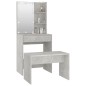 vidaXL Schminktisch-Set mit LED Betongrau Holzwerkstoff vidaXL Schminktisch-Set mit LED Betongrau Holzwerkstoff