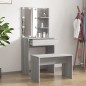 vidaXL Schminktisch-Set mit LED Grau Sonoma Holzwerkstoff vidaXL Schminktisch-Set mit LED Grau Sonoma Holzwerkstoff