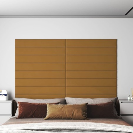 Wandpaneele 12 Stk. Braun 90x15 cm Samt 1,62 m²