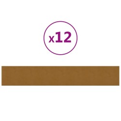 Wandpaneele 12 Stk. Braun 90x15 cm Samt 1,62 m²