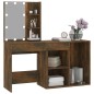 vidaXL LED-Schminktisch mit Schrank Räuchereiche Holzwerkstoff vidaXL LED-Schminktisch mit Schrank Räuchereiche Holzwerkstoff
