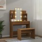 vidaXL Schminktisch-Set mit LED Braun Eichen-Optik Holzwerkstoff vidaXL Schminktisch-Set mit LED Braun Eichen-Optik Holzwerkstoff