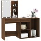 vidaXL LED-Schminktisch mit Schrank Braun Eichen-Optik Holzwerkstoff vidaXL LED-Schminktisch mit Schrank Braun Eichen-Optik Holzwerkstoff